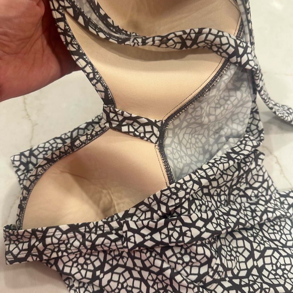 Merona gray & White Geometric Halter Tankini Top - Picture 4 of 6